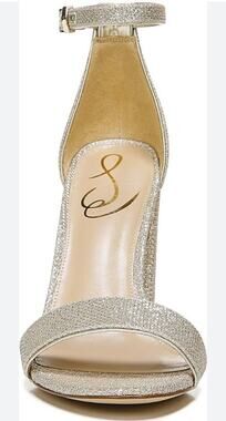 Sam Edelman Yaro Sandal Block Heel Ankle Strap Gold Metallic Ankle Strap Sz 8.5